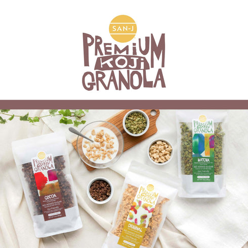 2 Pack San-J Koji Cocoa Granola - Made with Real Cocoa Powder - Vegan - Gut-Friendly - No Added Sugar - Made