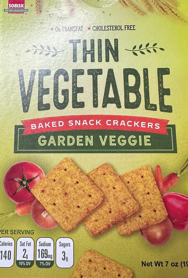 Generic Thin vegetable baked snack crackers garden veggie 7oz Pack of 3