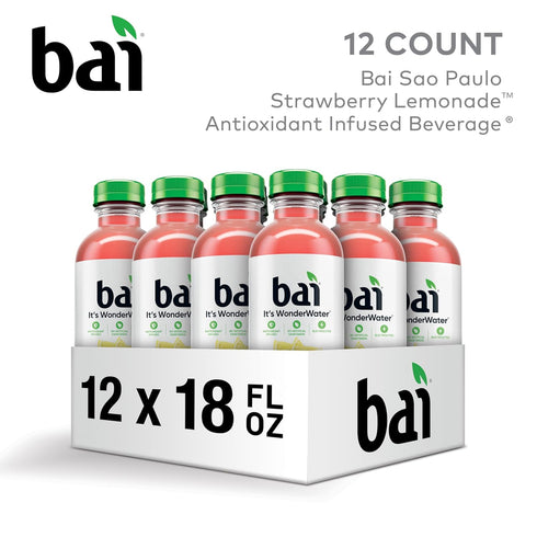 18 12 Pack Bai Antioxidant Infused Water Beverage, So Paulo Strawberry Lemonade, with Vitamin C and No Artificial