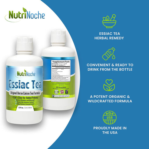 5-Herb 32oz (30-Day NutriNoche Essiac Tea - Supply) - Ready to Drink Botanical Tonic with Organic Cat's Claw, Burdock