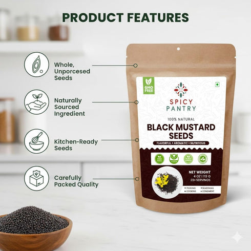 5 lbs SPICY PANTRY Black Mustard Seeds Whole Spice for Curries, Pickles, Marinades, Spice Blends & Tempering Non-GMO