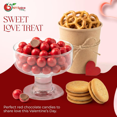 Shimmer 5 NY Spice Shop Red Sixlets Candy - Pound Chocolate Candy Red Balls for Sweet Treats and Dessert Toppings