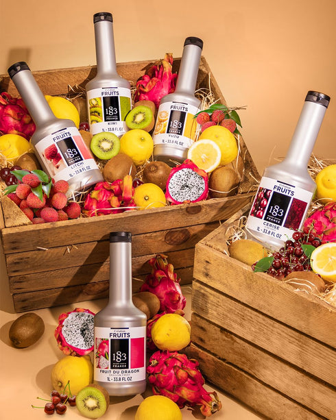 1883 1 Dragon Fruit Pure Premium French Fruit Pure for Cocktails, Smoothies, Desserts & More Vibrant Exotic Flavor