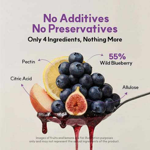 55% 4 (320g, 11.28 oz) My Normal No Sugar Blueberry Jam Diabetic-Friendly, Blueberry Fruit Jelly with Allulose, Keto
