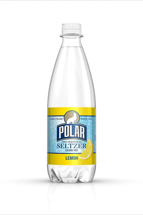 Polar Beverages Seltzer Lemon, 20 Fluid Ounce (Pack of 24)