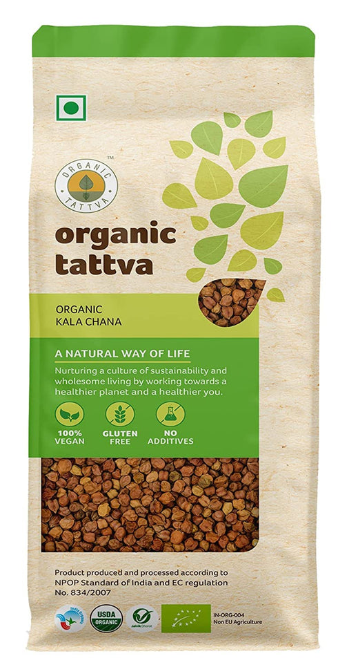 Generic Organic Tattva, Organic Kala (Black) Chana, 500g | 100% Vegan, Unpolished and