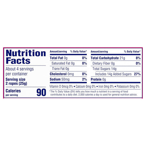 3.5 oz (Pack 12) SweeTARTS Ropes, Candy, Watermelon Berry Collision, Soft and Chewy
