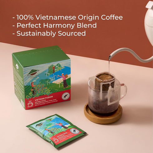 7 Conihat Drip Coffee Bags - Vietnamese Premium Arabica & Robusta Blend, Medium Roast, Chocolate & Fruity Notes, Smooth