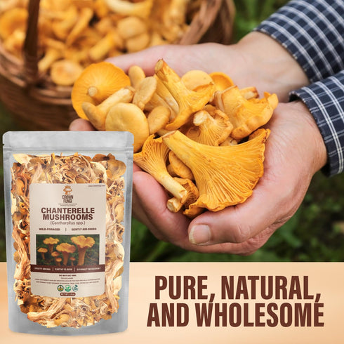 Crown Fungi 1.5oz pack Chanterelle Mushrooms, of Dried Chanterelle Mushrooms, Perfect Dried Mushrooms for Culinary