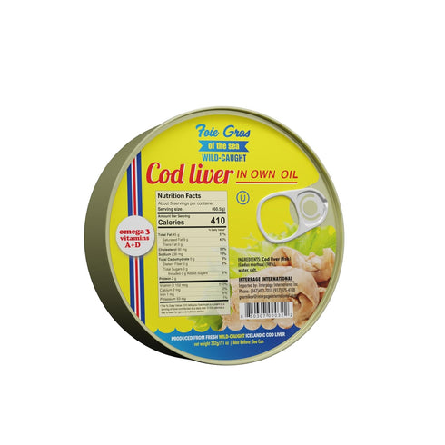 7.1 oz, Pack 5 Omega-3 Foie Gras of the Sea Icelandic Wild-Caught Cod Liver (Foie de Morue) in Own Oil, of Natural