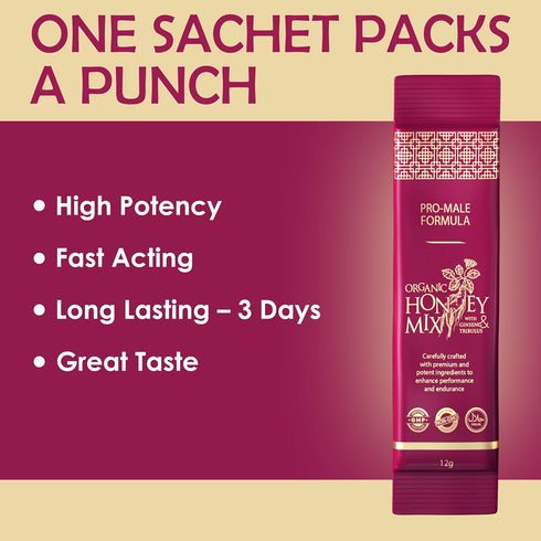 PowerPak Packets 3 Packs 12 Extra Strength Honey Mix | Honey with Natural Jelly Bee Pollen, Panax Ginseng & Tribulus |