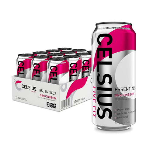 CELSIUS ESSENTIALS Sparkling Dragonberry, Sugar Free Performance Energy Drink, 16 Fl Oz