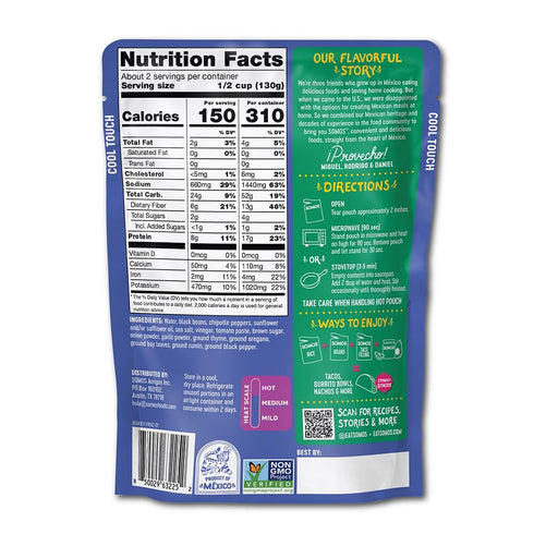 10 Somos Chipotle Refried Black Beans, Ounce