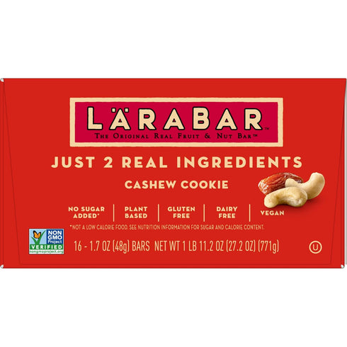 1.7 oz 16 Larabar Cashew Cookie, Gluten Free Vegan Fruit & Nut Bar, Bars Ct