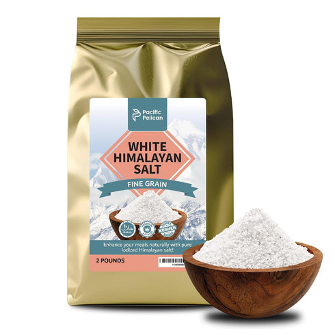 Pacific Pelican Iodized White Himalayan Salt | Fine Grain, Unrefined, Pure Rock