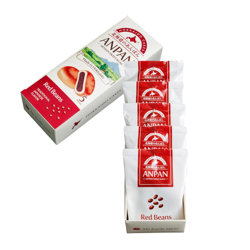 Aki Foods Japan (5 Hokkaido Anpan Red Bean Flavor by Traditional Japanese Sweet Bread | Japanese Wagashi, Asian Bread