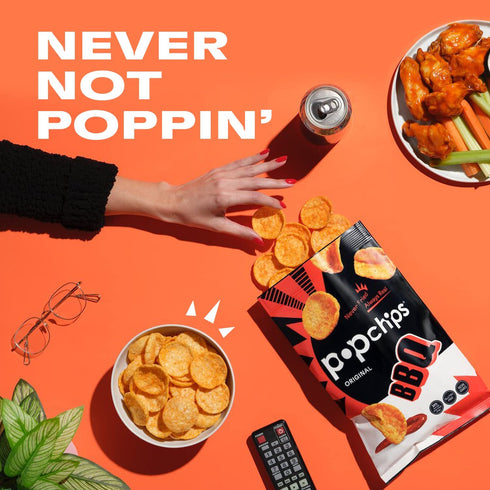 0.8 oz 19.2 (Pack 24) Popchips Potato Chips BBQ Potato Chips Single Serve Bags Barbeque, Ounce