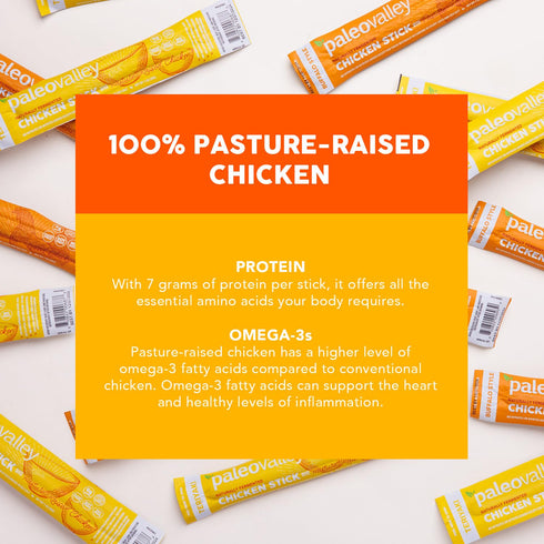 10 Pack 7g (10 Pack, Paleovalley Pasture-Raised Chicken Sticks Protein per Stick Keto-Friendly, Paleo, Gluten-Free