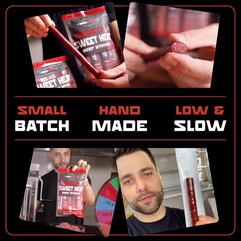 10 Oz (10 MaxJerky Kansas City Sweet Heat Beef Sticks- High Protein Snack Individually Wrapped Ready to Eat- Spicy Meat