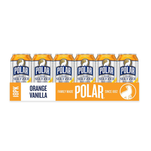12 oz 18 pack Polar Seltzer Water Orange Vanilla, fl cans