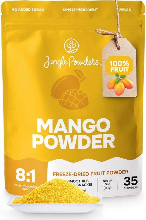 Jungle Powders Freeze Dried Mango Powder 5 Ounce Bag Dehydrated Mango Extract