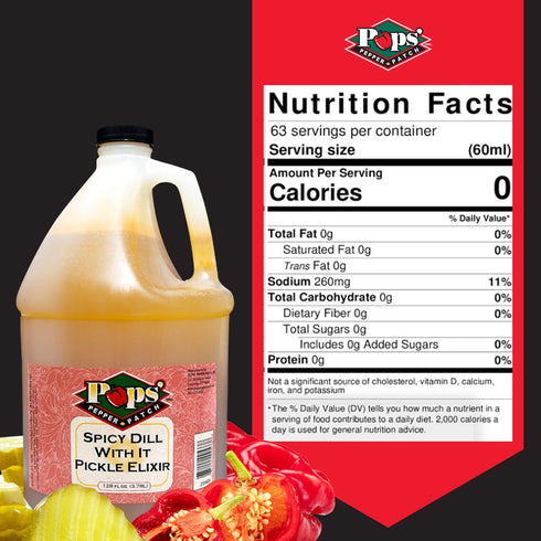 1 Pops Pepper Patch Spicy Pickle Elixir - Spicy Dill Pickle Brine for Leg Cramps - Made from Real Dill Juice