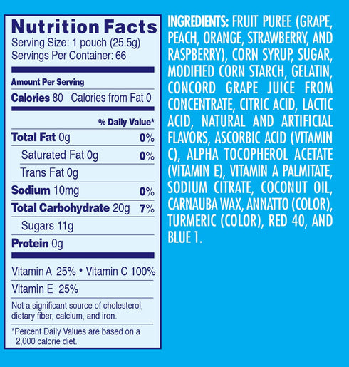 Pack, 0.9 oz (Pack 66) Welch's Fruit Snacks, Mixed Fruit, Gluten Free, Bulk Individual Single Serve Bags