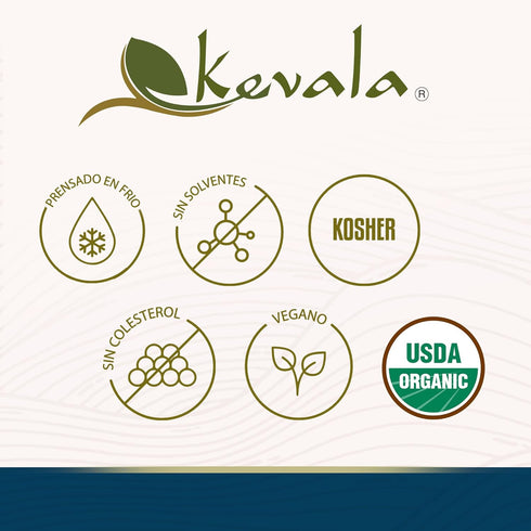 64 oz 1/2 Kevala Organic Extra Virgin Sesame Oil - fl - Gal Sesame Seed Organic Cooking Oil Cold Pressed - Unrefined