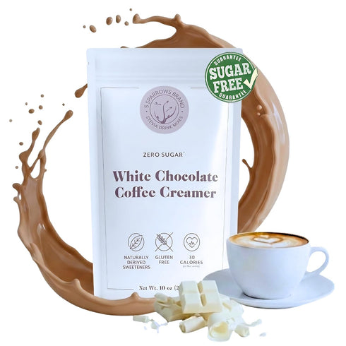 5 SPARROWS Healthy Sugar-Free Coffee Creamer Powder (White Chocolate) - Stevia-Sweetened, Zero