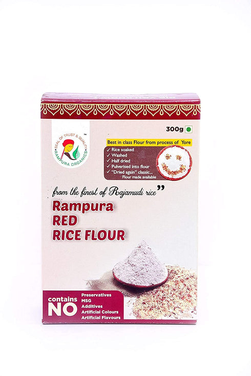 Rampura Organics (Pack 2,Each 300Grams) (Karnataka) Organic Red Rice Rava, No Artificial,Color & Preservatives -