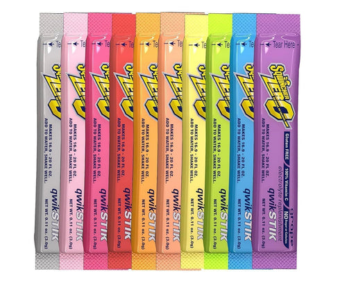 Sqwincher Zero Sqwincher Qwik Stik ZERO Electrolyte Powder (50-500) Sticks Variety Pack (10 Flavors)
