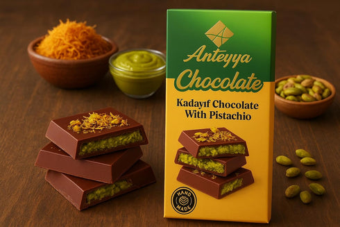 3.3 Oz (95 Dubai Chocolate Bar Pistachio, Crunchy Knafeh Chocolate Bar with Pistachio Cream and Kataifi, Viral Candy