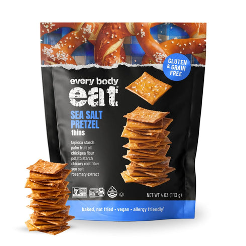 Every Body Eat Gluten Free Pretzels, Sea Salt Pretzel Thins Grain Free,
