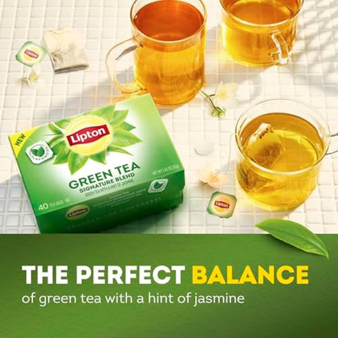 240 (40ct Pack 6) Lipton Signature Blend Green Tea Bags, Unsweetened Teabags for Hot Tea or Iced Tea with Caffeine
