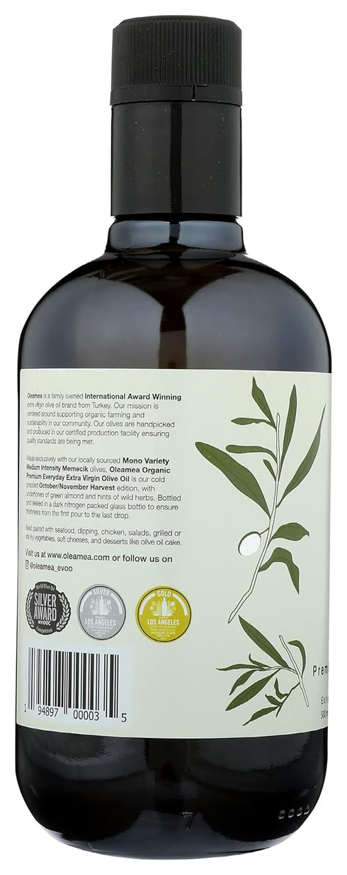 OLEAMEA 2023 16.9 Oz Premium Everyday | Organic Olive Oil Extra Virgin | Harvest | Award Winning | Early Harvest, Cold