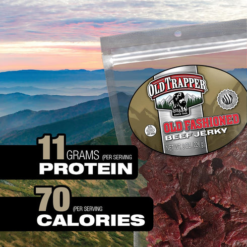 8 11 70 (Pack Old Trapper Beef Jerky, Old-Fashioned Ounce Bag, Tender Meat Snacks for Lunches or Between Meals, Grams
