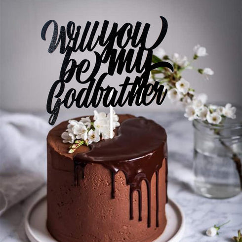 LHCING Will You Be My Godfather Birthday Cake Topper - New Godfather Announcement Party Cake Topper - Godparents