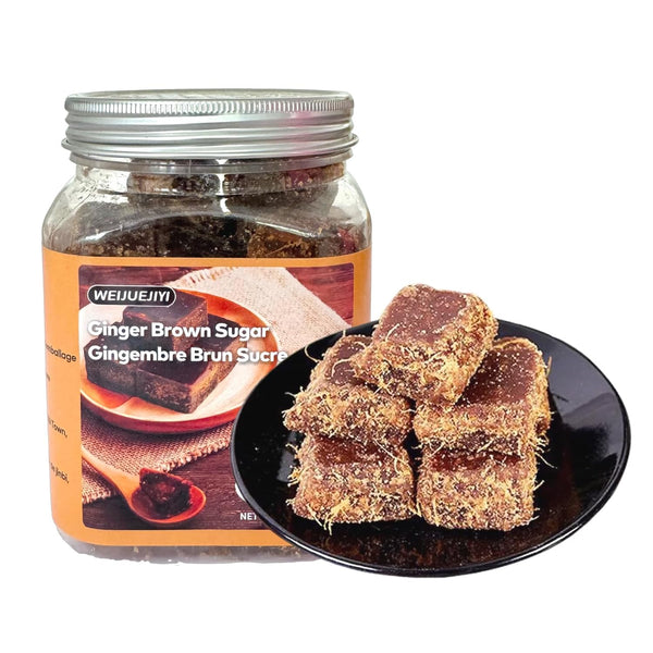 WEIJUEJIYI Ginger Brown Sugar Block 12.34oz Pure Hand-made Brown Sugar, Gluten-Free, Zero Addition