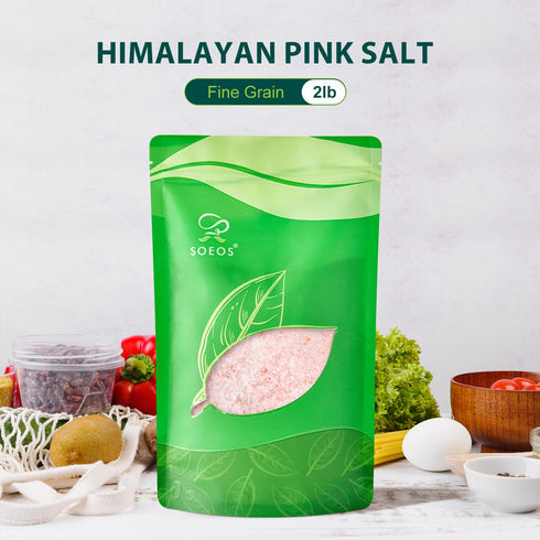 2 Lbs (32 oz), Soeos Himalayan Pink Salt, Fine Grain, Pink Himalayan Sea Salt, Rock Salt for Grinder Refill