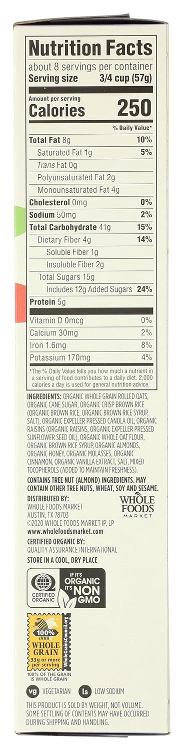 365 17 (Pack 3) by Whole Foods Market, Organic Raisin Granola, Ounce