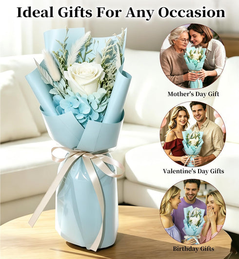 Preserved Flowers Bouquet,Flowers For Delivery,White Rose Bouquets,Birthday Flowers Gifts For Women Mom Grandma Wife
