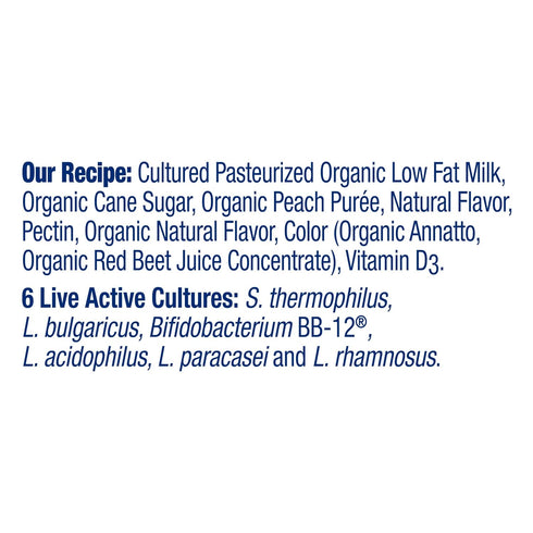 Stonyfield Organic 10 oz Stonyfield Farms Organic, Low Fat Peach Smoothie