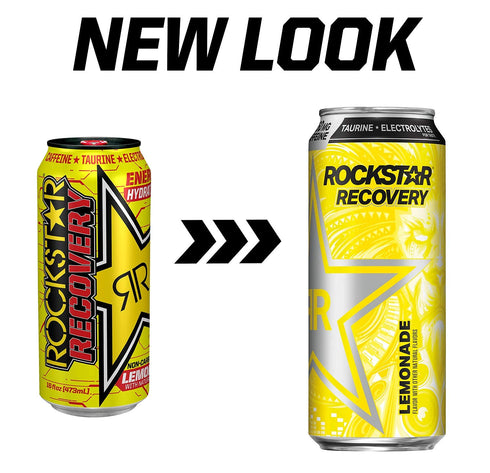 12 Rockstar Recovery Energy + Hydration Non Carbonated Energy Drinks (Lemonade, Cans)