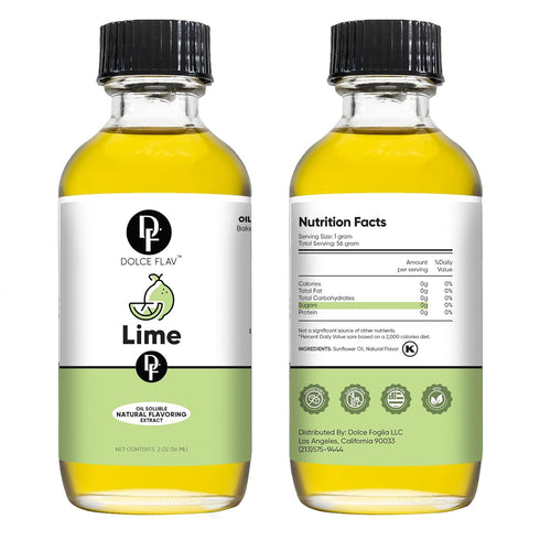 2 Pack 2 Dolce Flav Natural Lime Extract Ounce Oil-Soluble Kosher, Sugar-Free, Concentrated Citrus Lime Flavor