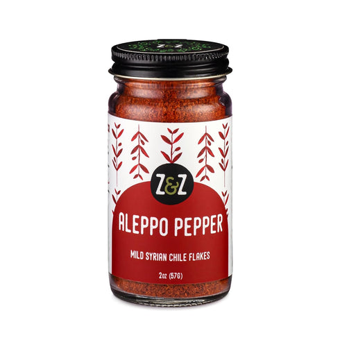 Aleppo Pepper by Z&Z, Mildly Spicy Flakes for Lemon Butter Shrimp, Shakshuka, & Yogurt-Marinated Chicken, 2 Oz