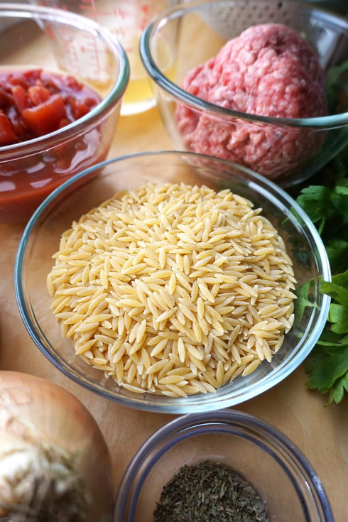 100% 5 lb. Orzo Pasta Noodles | Durum Semolina Flour | Made in America | by Dasher's Spice & Beans |