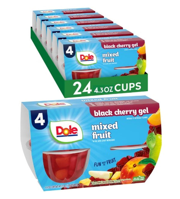 Dole Fruit Bowls Mixed Fruit in Black Cherry Flavored Gel, Back To