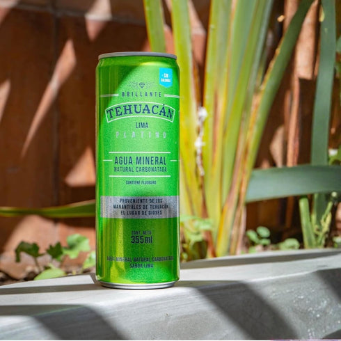 TEHUACN BRILLANTE 12oz 24 Pack Sparkling Mineral Water Original Can (Lime)