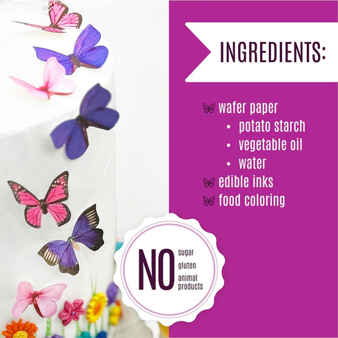 Sugar Robot Inc. Edible Butterflies for Cake Decorating - Small Size, Premium Crafted in the USA - Butterfly Cake