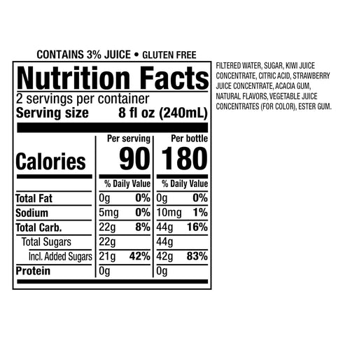16 Oz Pack 12, 3% Snapple Kiwi Strawberry Juice Drink, Fl Recycled Plastic Bottle, Of All Natural, No Artificial